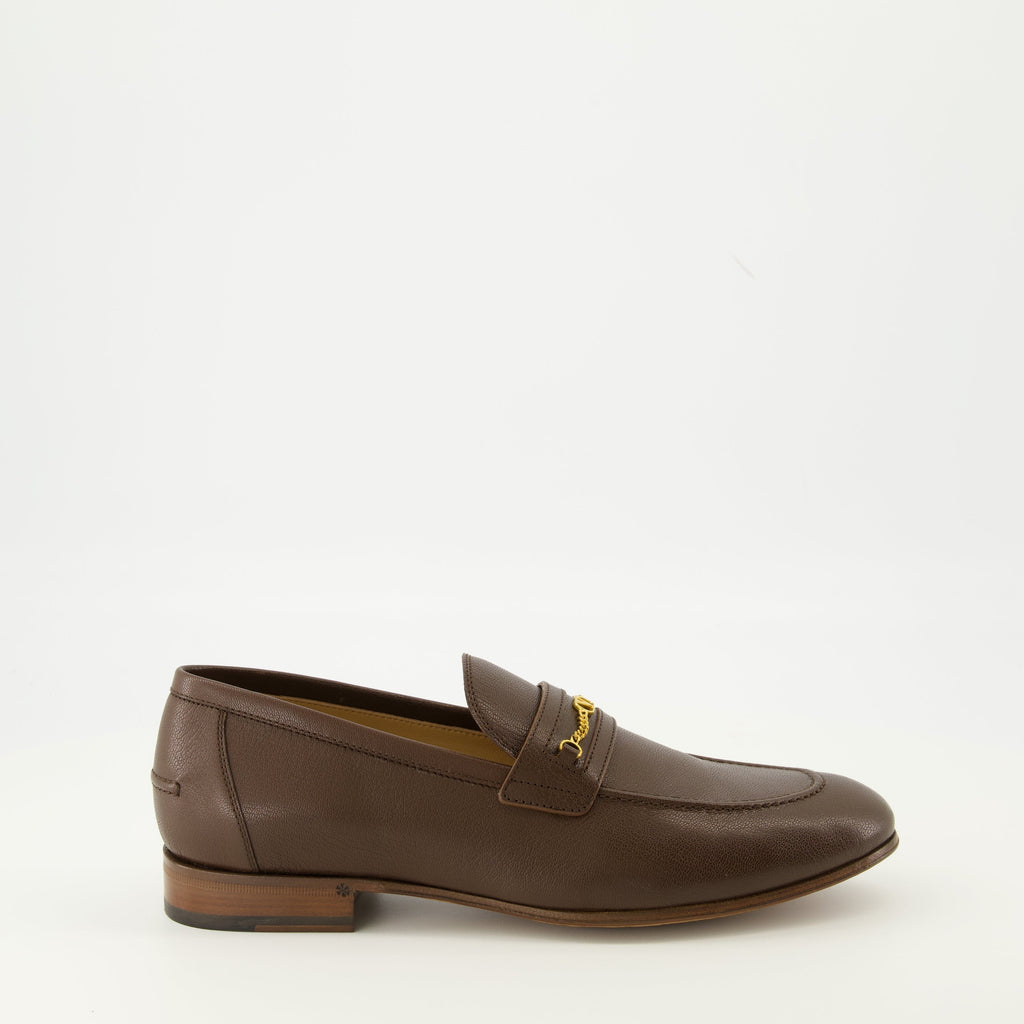 Vlogo moccasins, Valentino Garavani, brown leather shoes, luxury footwear, pointed toe moccasins