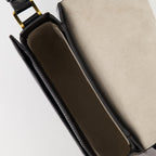 Ami Paris bag, black leather bag, unisex accessory, adjustable shoulder strap, calf leather handbag