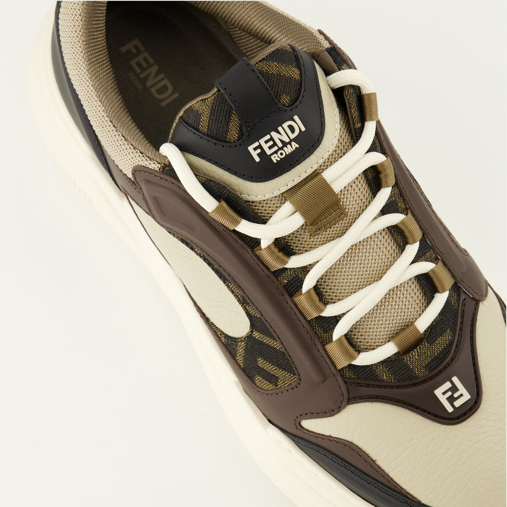 Fendi sneakers, brown sneakers, calf leather footwear, autumn winter collection, designer sneakers