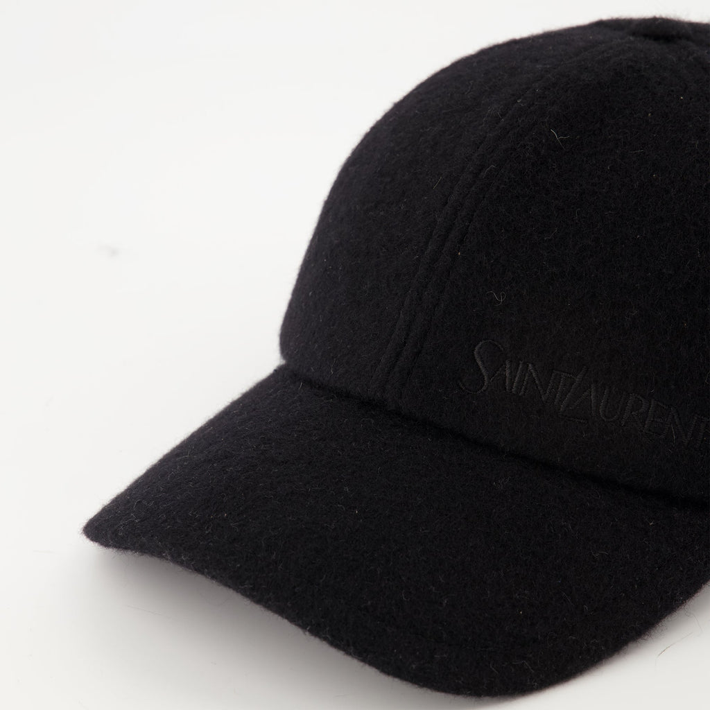 black cashmere cap, Saint Laurent cap, luxury accessories, designer cap, Autumn-Winter collection