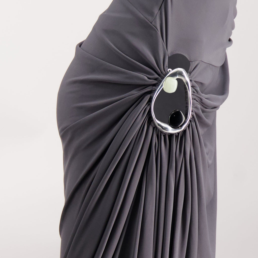 Image of Robe Orica Grise by Christopher Esber for Women - Season Spring-Summer 2026 - Detail View 2