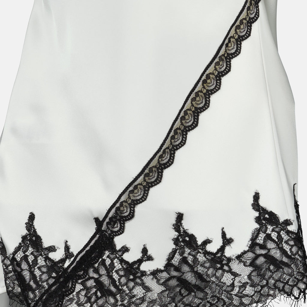 Asymmetrical Satin Top White