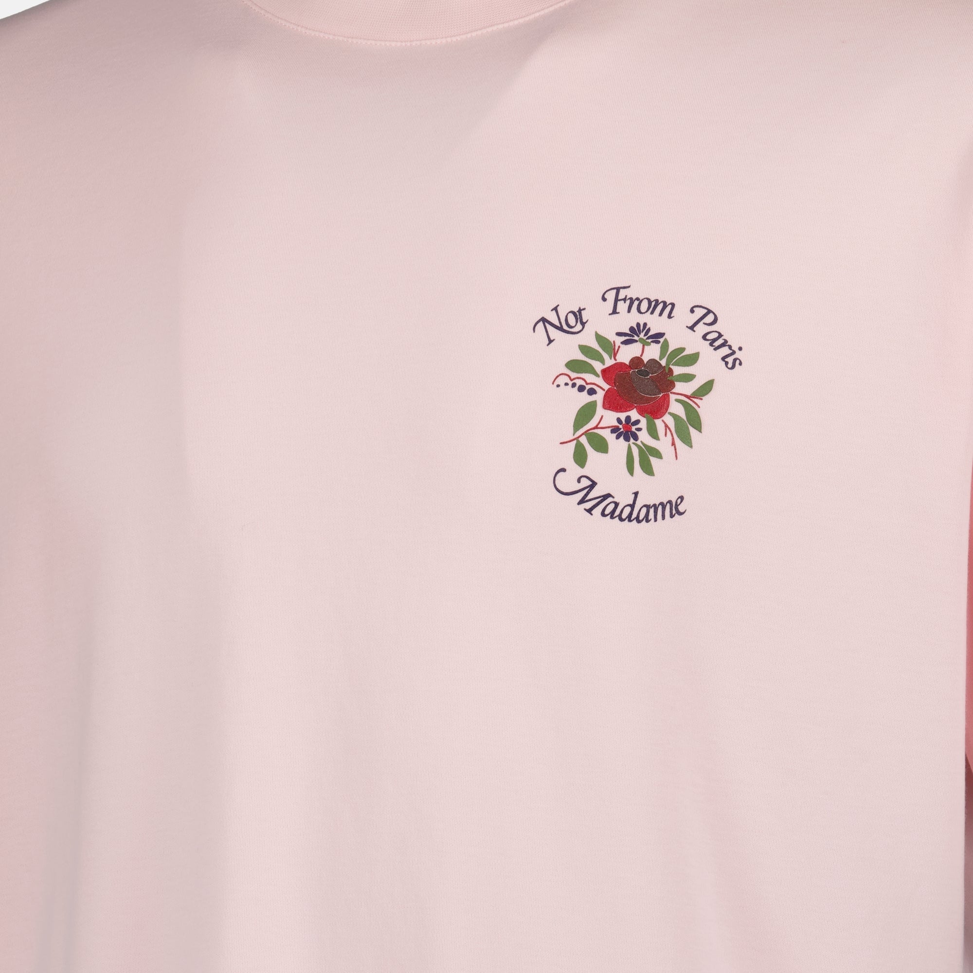 Image of Rose Slogan T-Shirt - Drôle de Monsieur by Drole De Monsieur for Men - Season Spring-Summer 2026 - Detail View 1