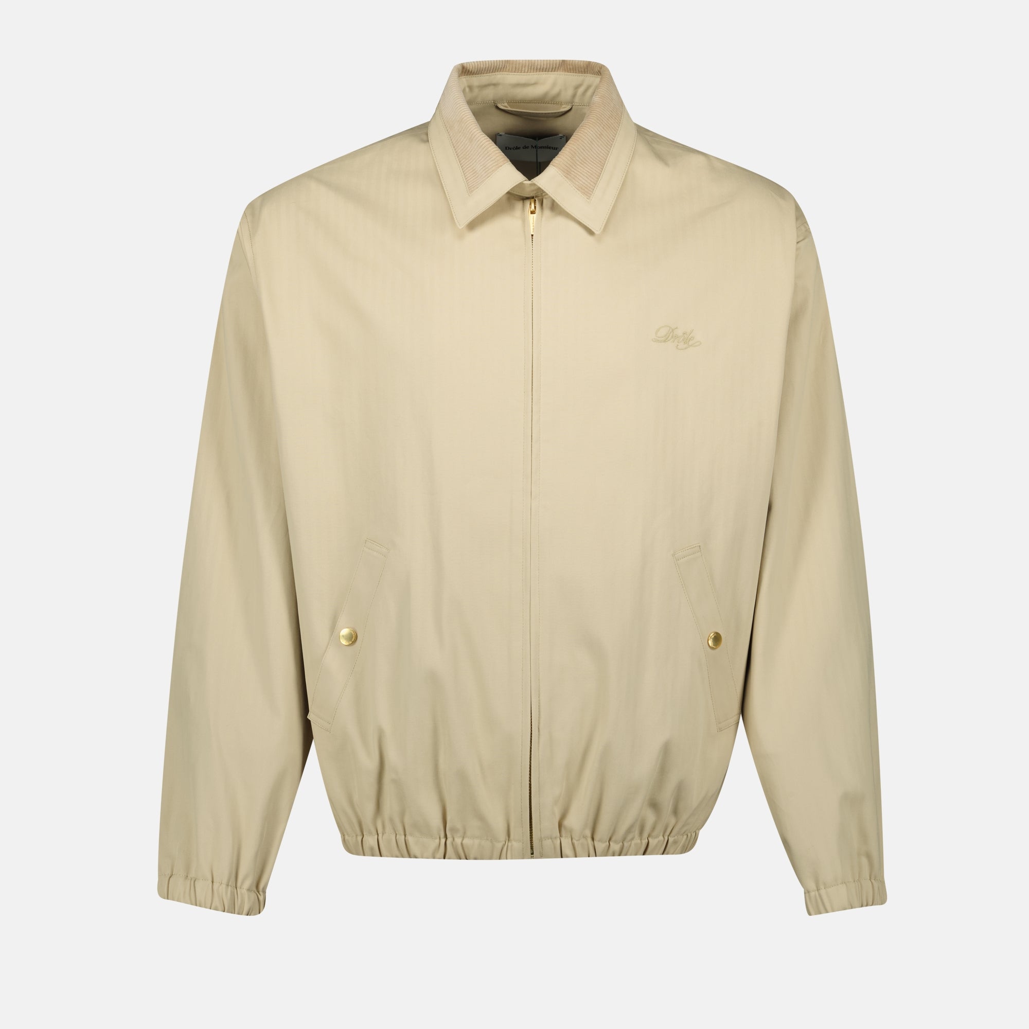 Beige Cotton Bomber Jacket