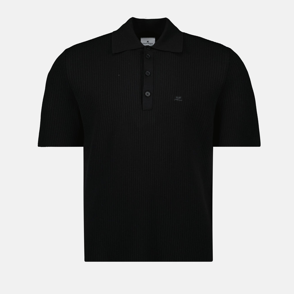 black polo shirt, ribbed knit polo, men's fashion, casual wear, Spring-Summer collection