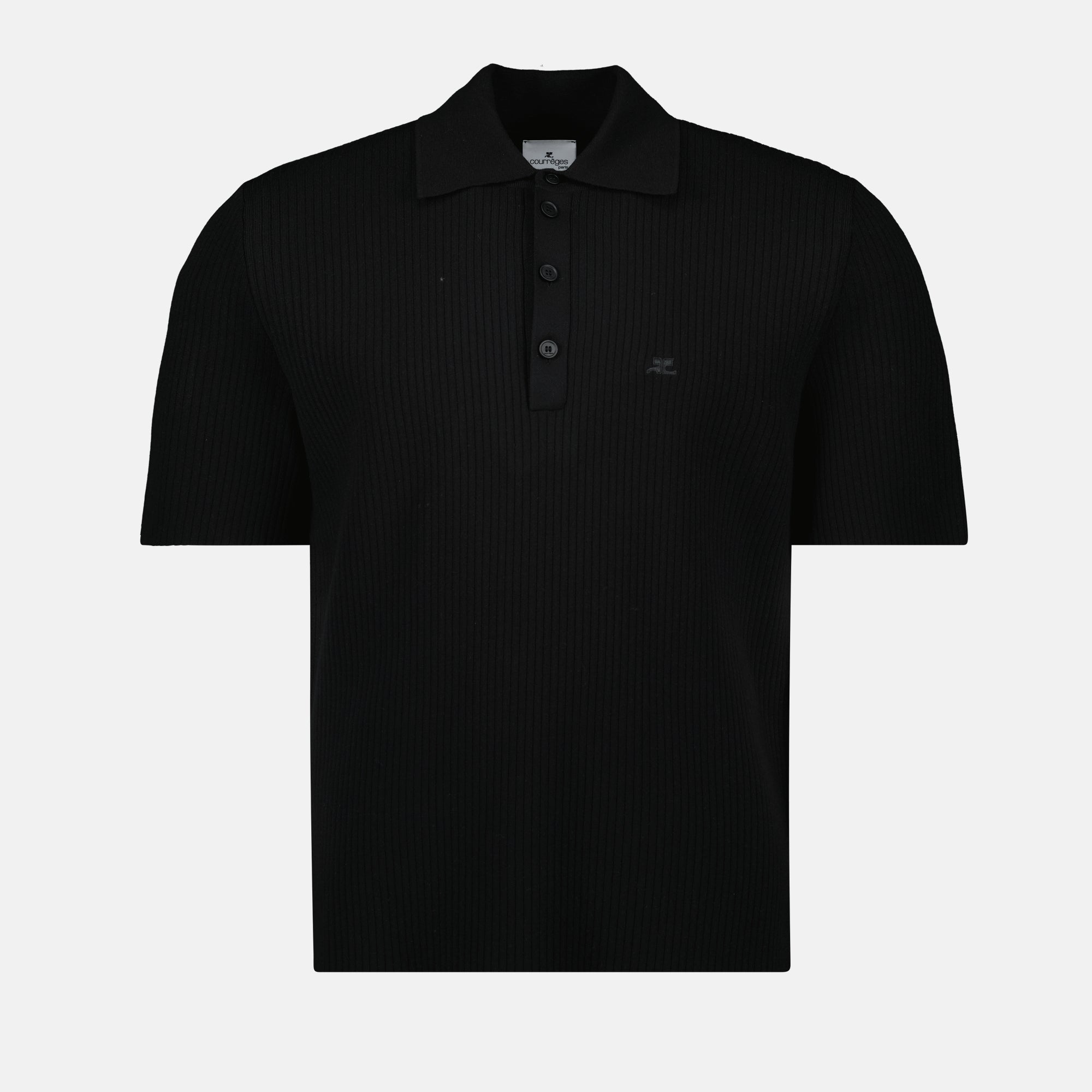 black polo shirt, ribbed knit polo, men's fashion, casual wear, Spring-Summer collection