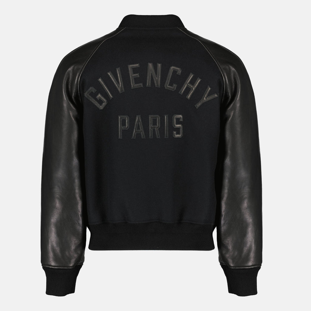 Givenchy bomber jacket, black leather jacket, bi-material jacket, designer outerwear, Spring-Summer 2026 collection