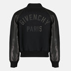 Immagine della giacca bomber nera bimateriale di Givenchy per uomini - Stagione Primavera-Estate 2026 - Vista dettaglio prodotto 1