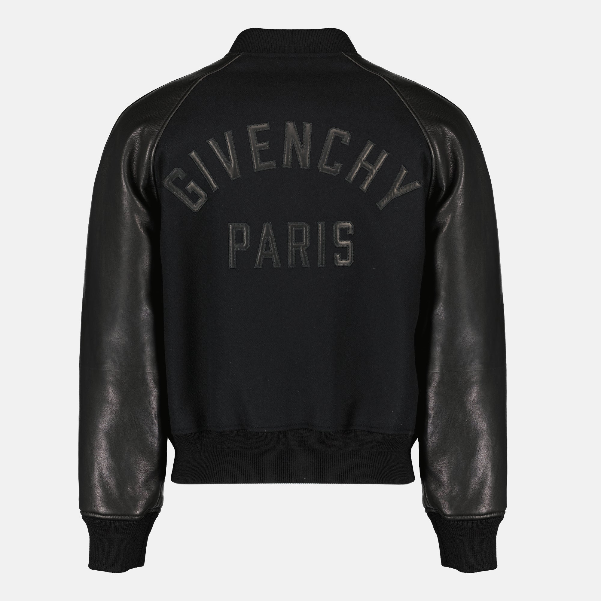 Givenchy bomber jacket, black leather jacket, bi-material jacket, designer outerwear, Spring-Summer 2026 collection