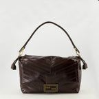 Image of Mamma Baguette Brown Leather Bag by Fendi for Women - Season Autumn-Winter 2025 - Front View