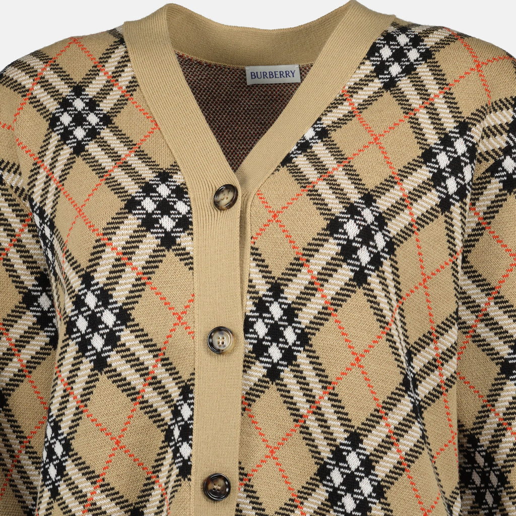 Check cardigan, wool cardigan, Burberry clothing, Fall-Winter collection, women's fashion