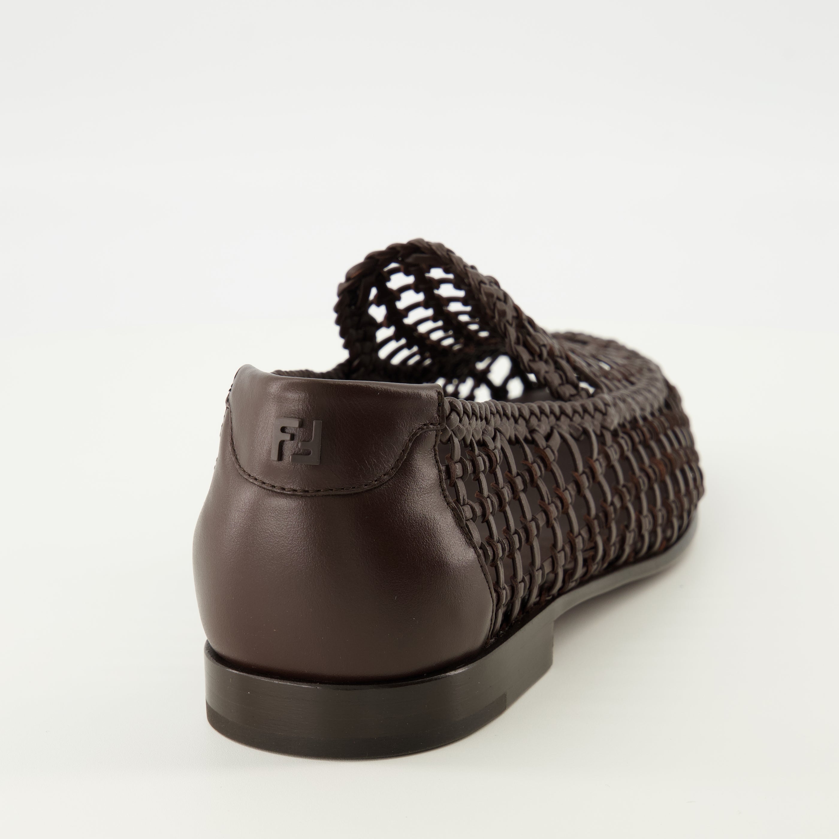 Mocassins en cuir tressés marron