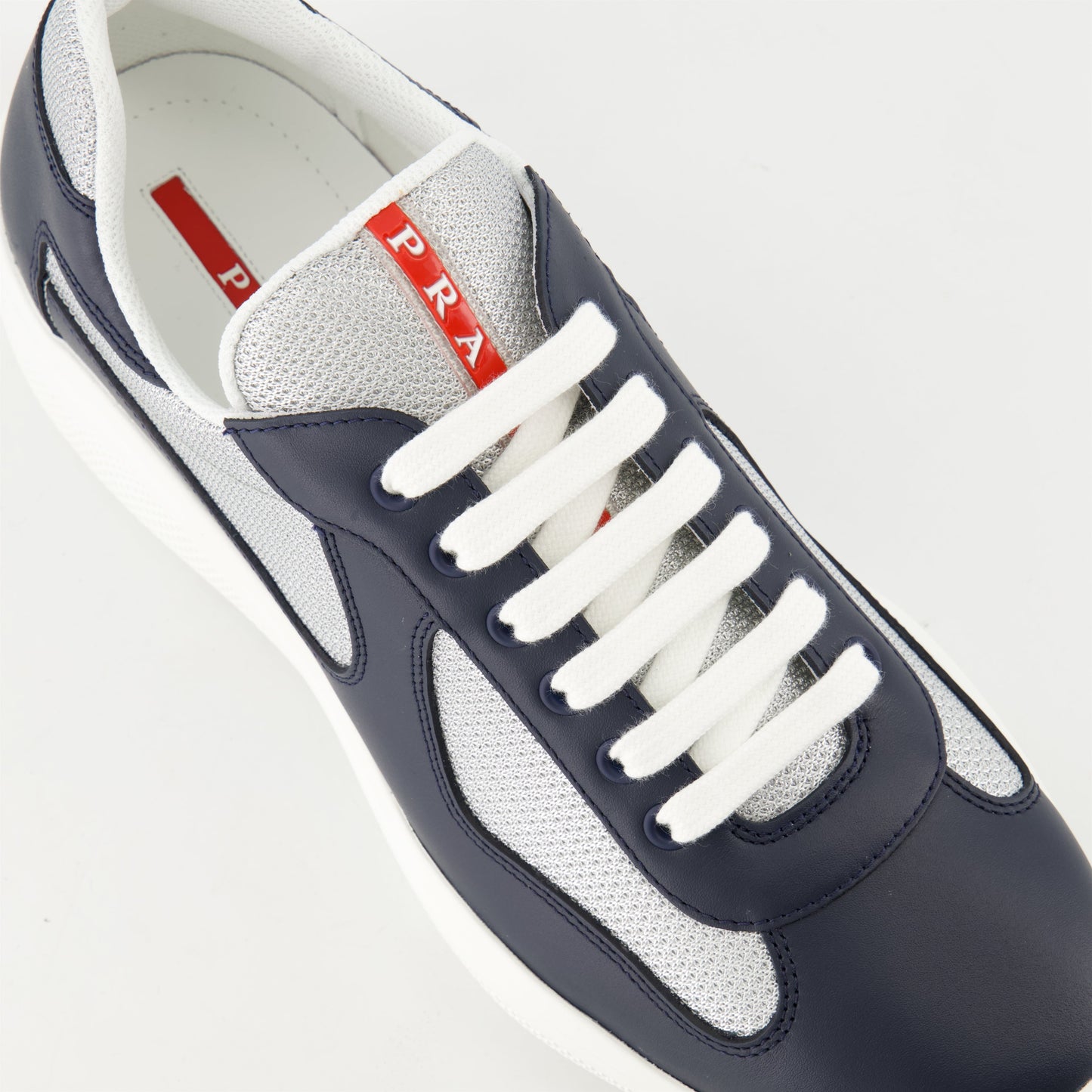 Prada sneakers, blue leather sneakers, America's Cup shoes, luxury men's footwear, designer trainers