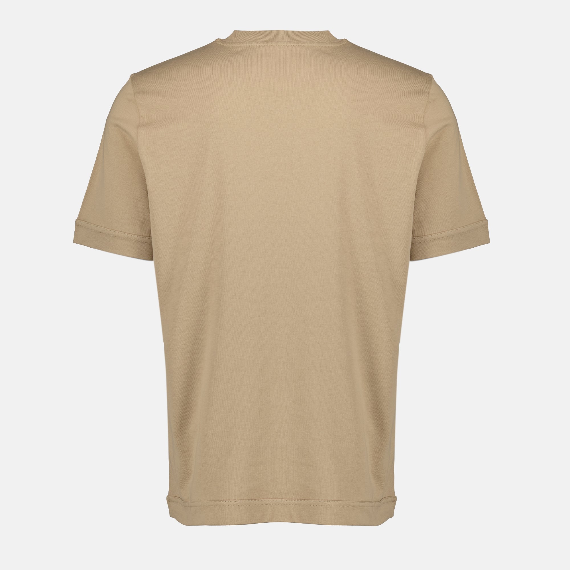 Moncler T-shirt, leather logo shirt, beige T-shirt, cotton jersey shirt, casual wear