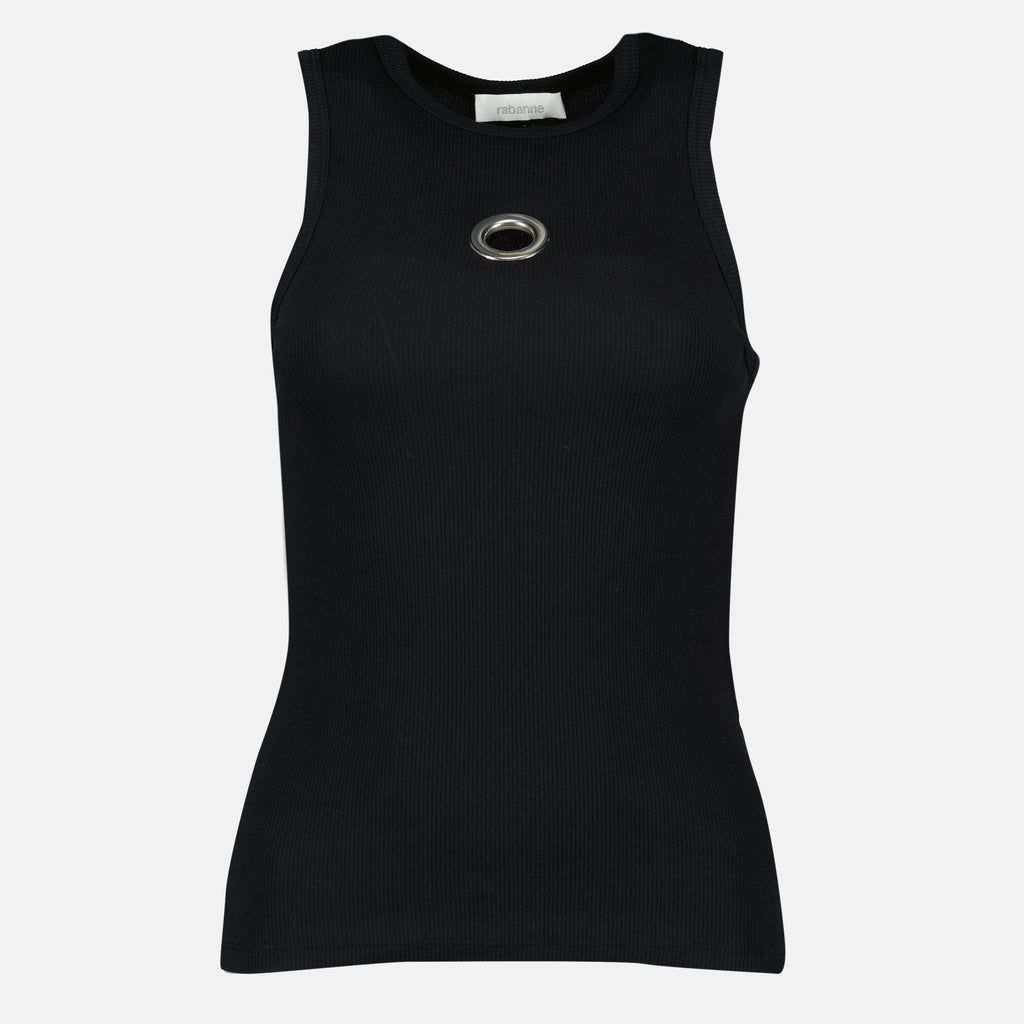Schwarzes Baumwoll-Tanktop