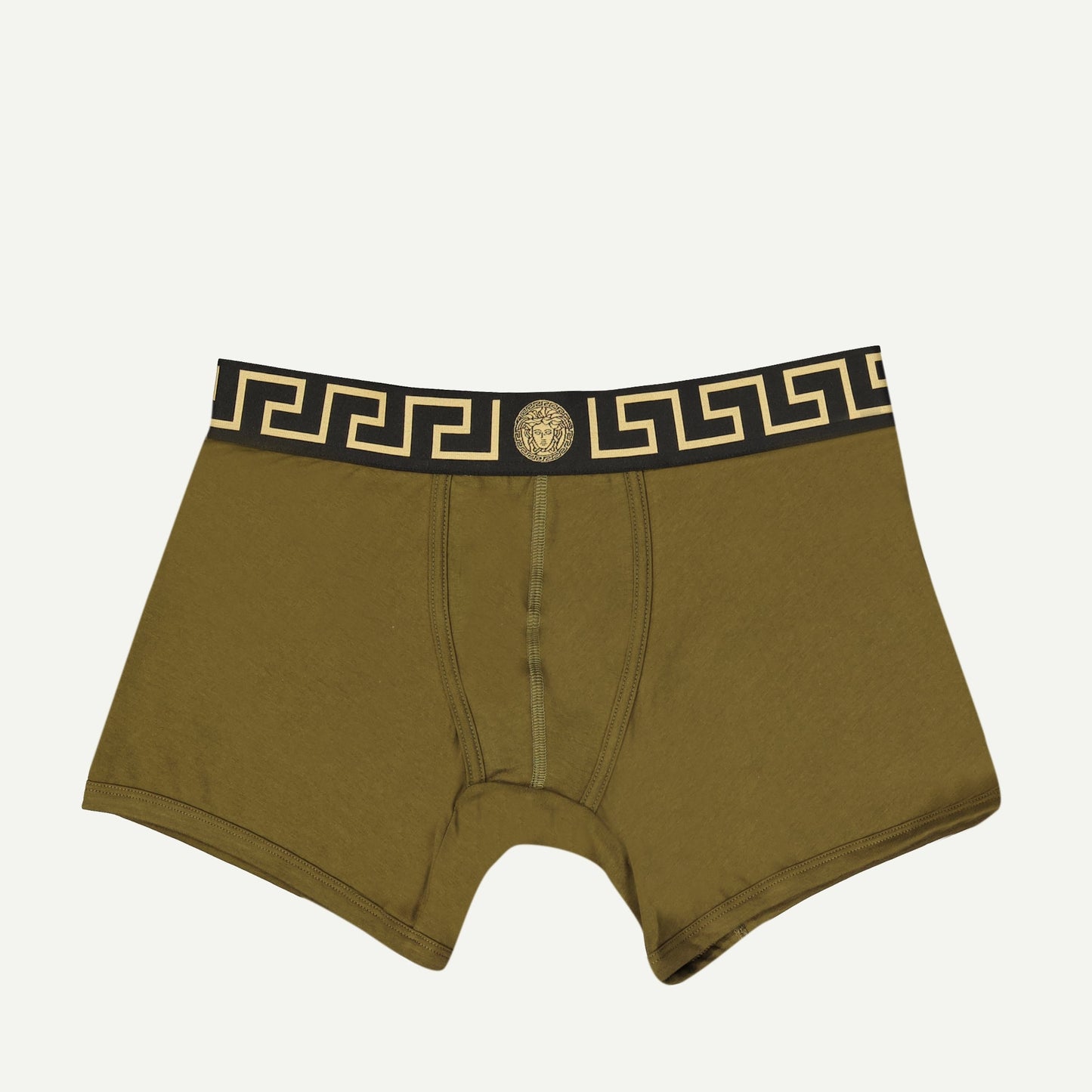 Versace boxer, Greca pattern, cotton elastane boxer, khaki boxer, autumn-winter collection