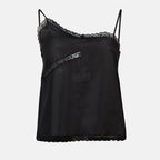 Image of Silk Lace Top with Asymmetric Neckline by Mm6 for Women - Season Spring-Summer 2025 - Front View