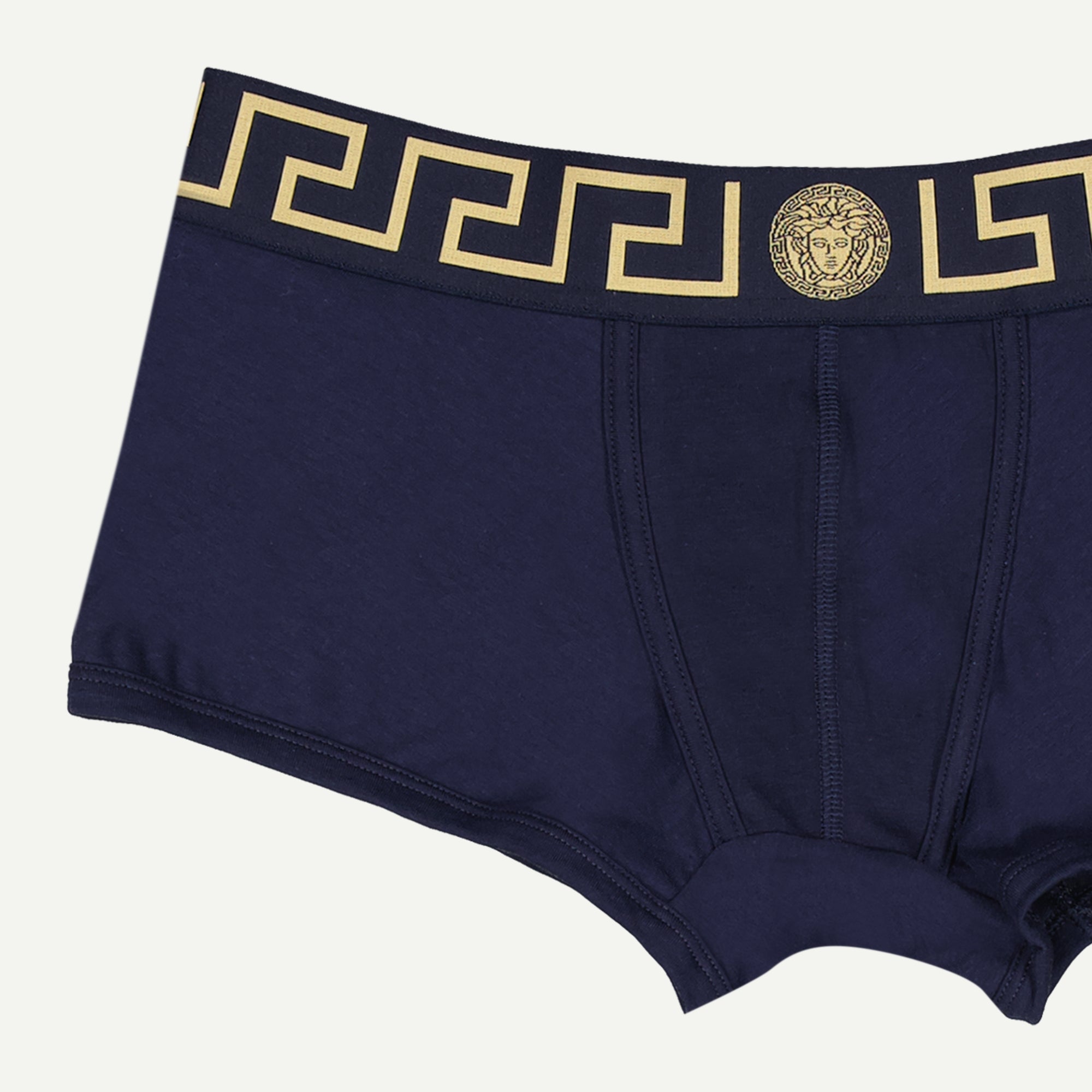 Navy boxer briefs, Medusa Greca waistband, Autumn-Winter 2024, cotton elastane blend, Versace collection