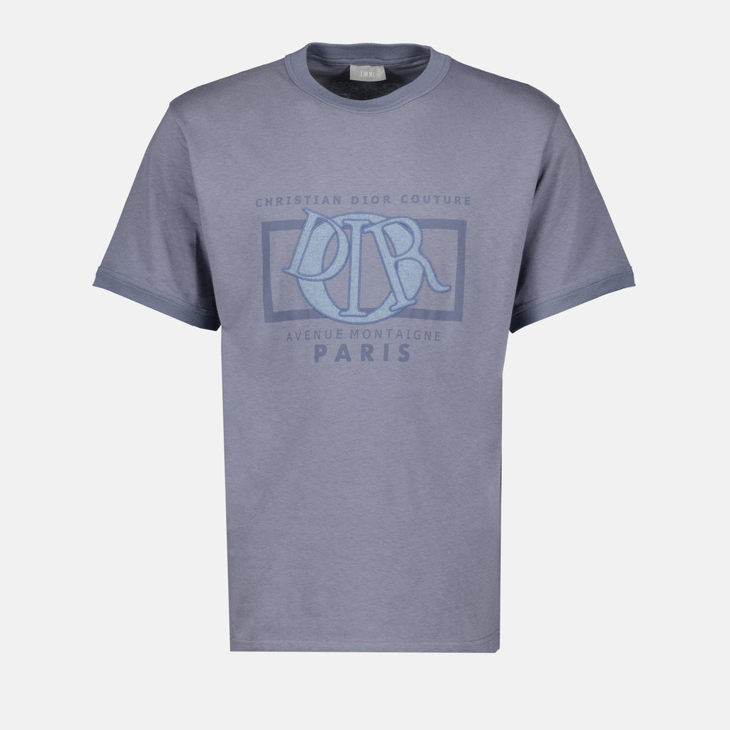 Dior Charm T-shirt, gray blue T-shirt, Autumn-Winter 2024, luxury cotton T-shirt, Dior apparel