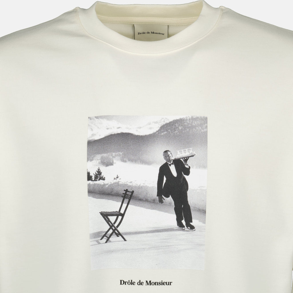 Ice Skating T-shirt, Drôle De Monsieur, cotton apparel, men's fashion, printed T-shirt