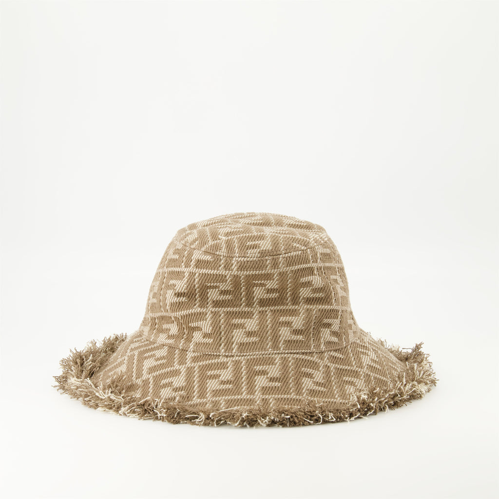 Fendi hat, denim hat, brown hat, trendy accessory, unique logo