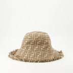 Fendi hat, denim hat, brown hat, trendy accessory, unique logo