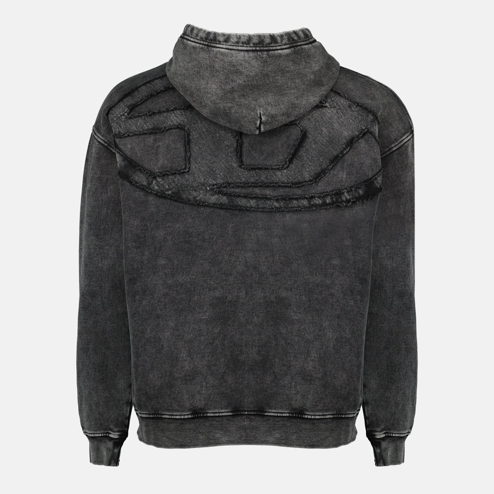 Image of Sweat à Capuche Effet Denim Gris by Diesel for Men - Season Spring-Summer 2026 - Back View
