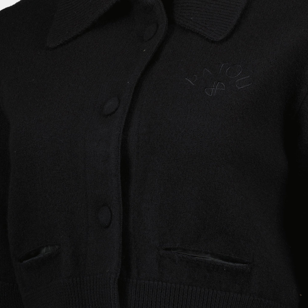 black cardigan, Patou wool cardigan, women's fashion, luxury knitwear, autumn-winter collection