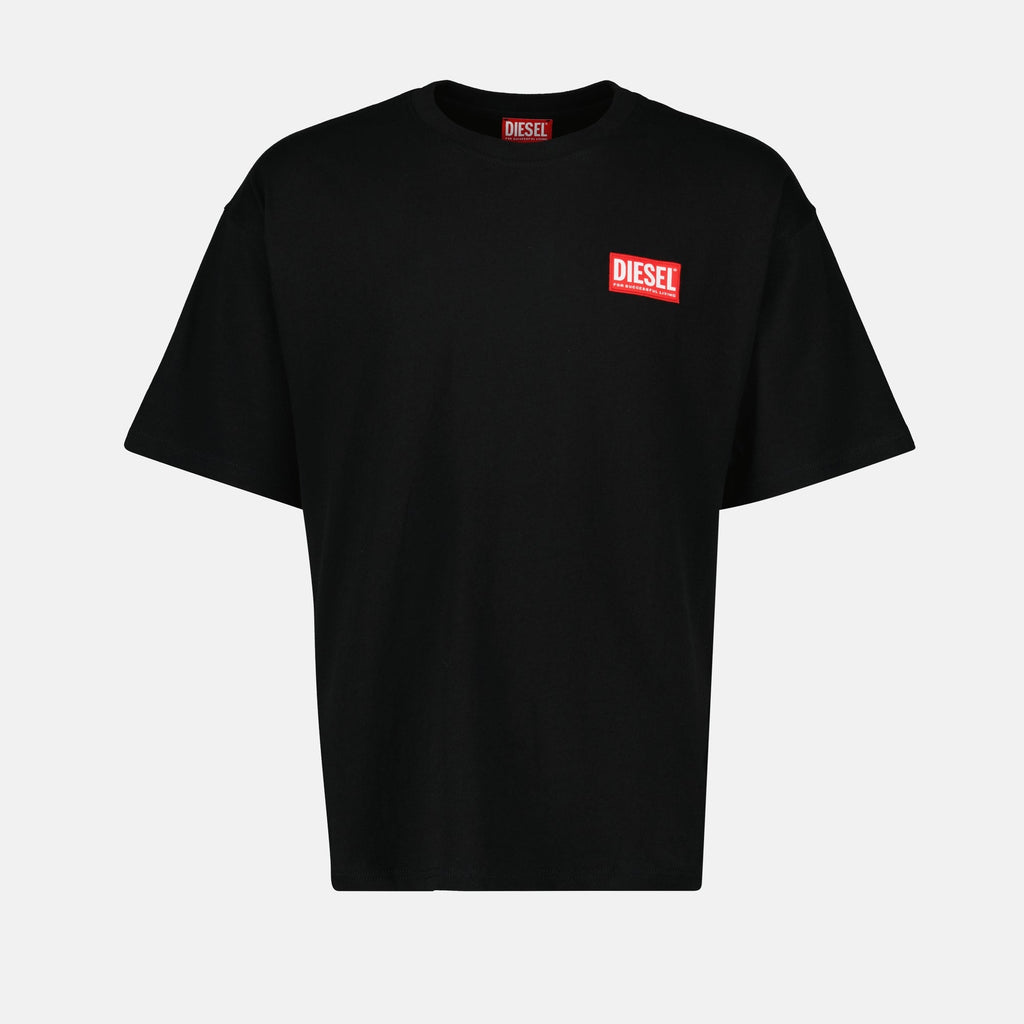 Diesel T-shirt, oversized black T-shirt, cotton jersey shirt, casual wear, round neck T-shirt