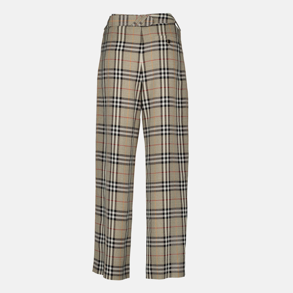 Imagen de Pantalones Beiges con Cuadros de Burberry para Mujeres - Temporada Otoño-Invierno 2025 - Vista Trasera