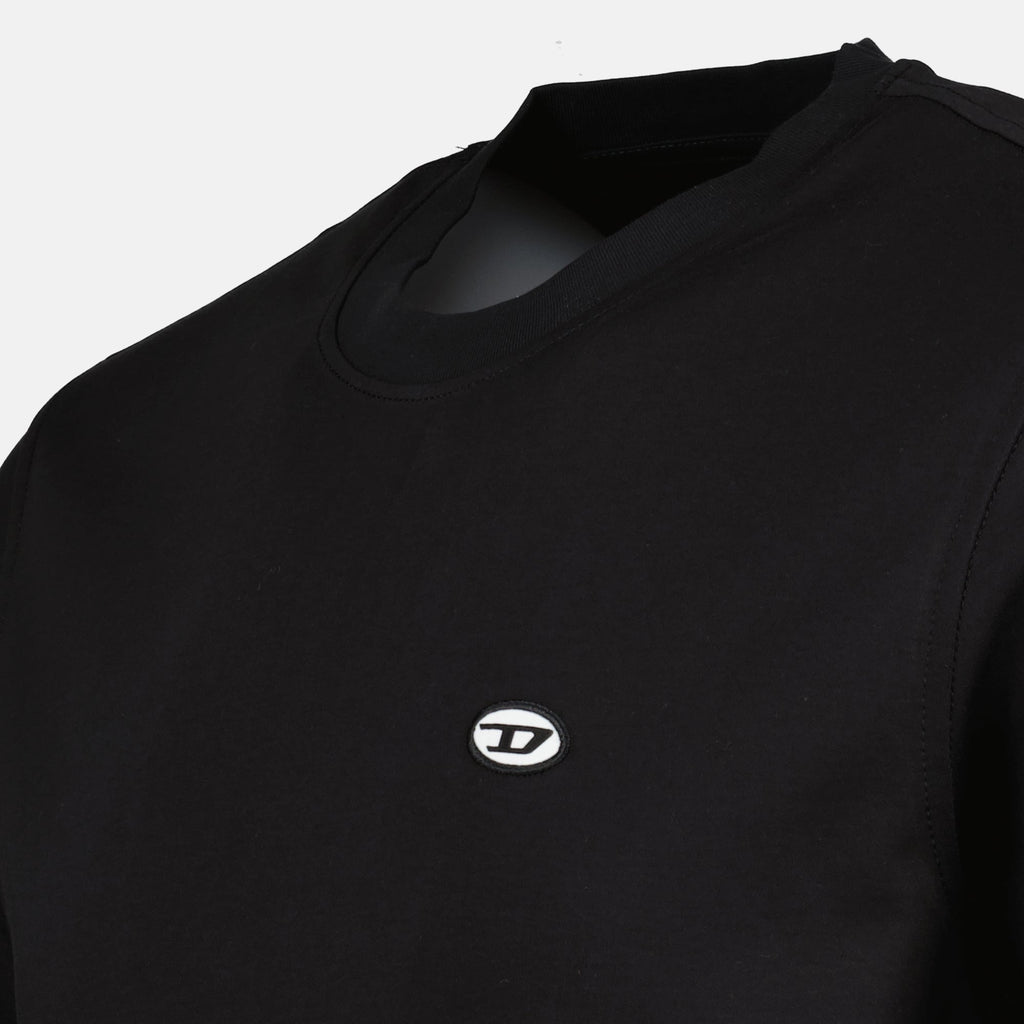 Image of Black T-shirt with Round Neck by Diesel for Men - Season Autumn-Winter 2024 - Detail View 5