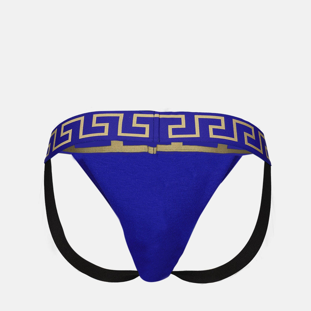 Medusa Greca, blue jockstrap, Versace underwear, Fall-Winter 2024, cotton elastane blend