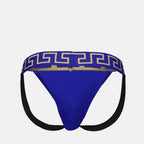 Medusa Greca, blue jockstrap, Versace underwear, Fall-Winter 2024, cotton elastane blend