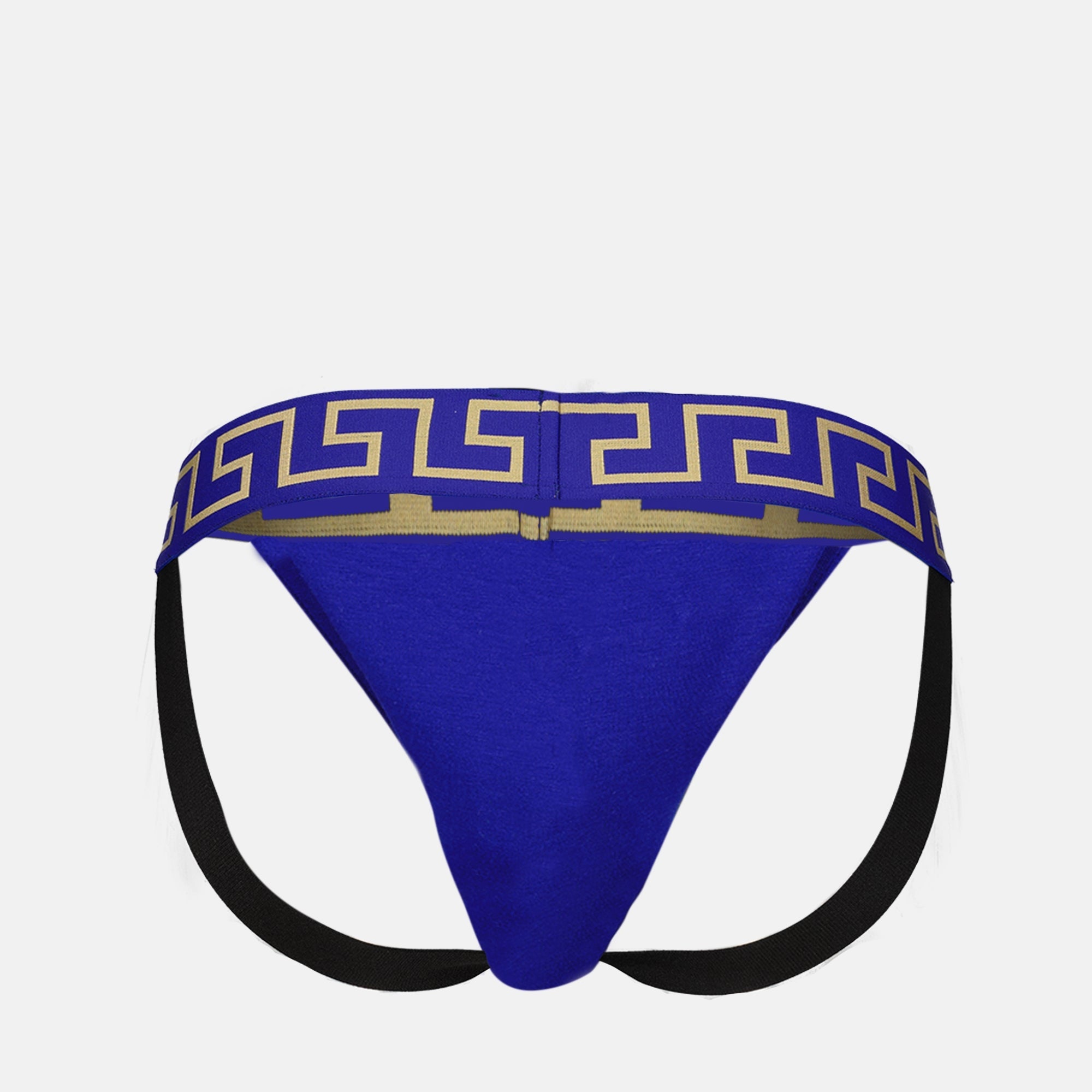 Medusa Greca, blue jockstrap, Versace underwear, Fall-Winter 2024, cotton elastane blend