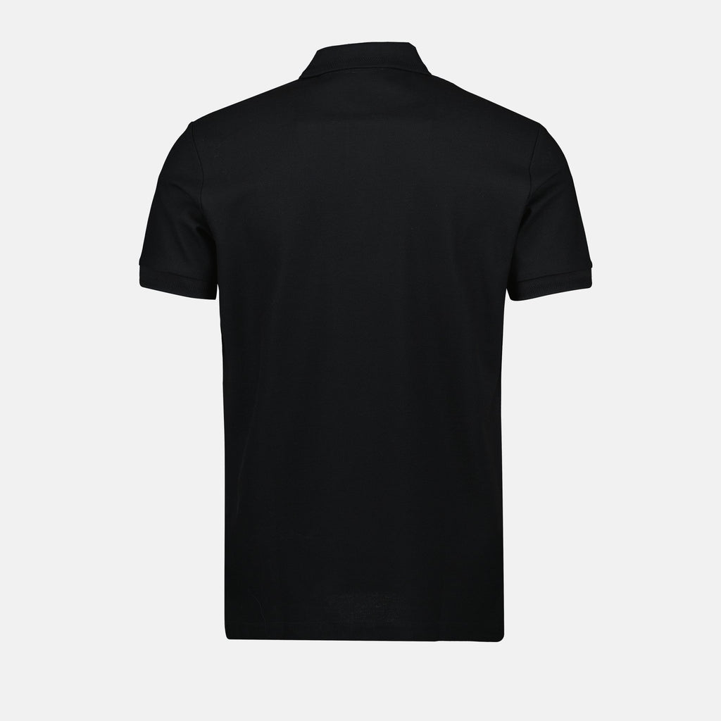 black cotton polo, Burberry polo shirt, men's classic polo, embroidered polo, summer fashion polo