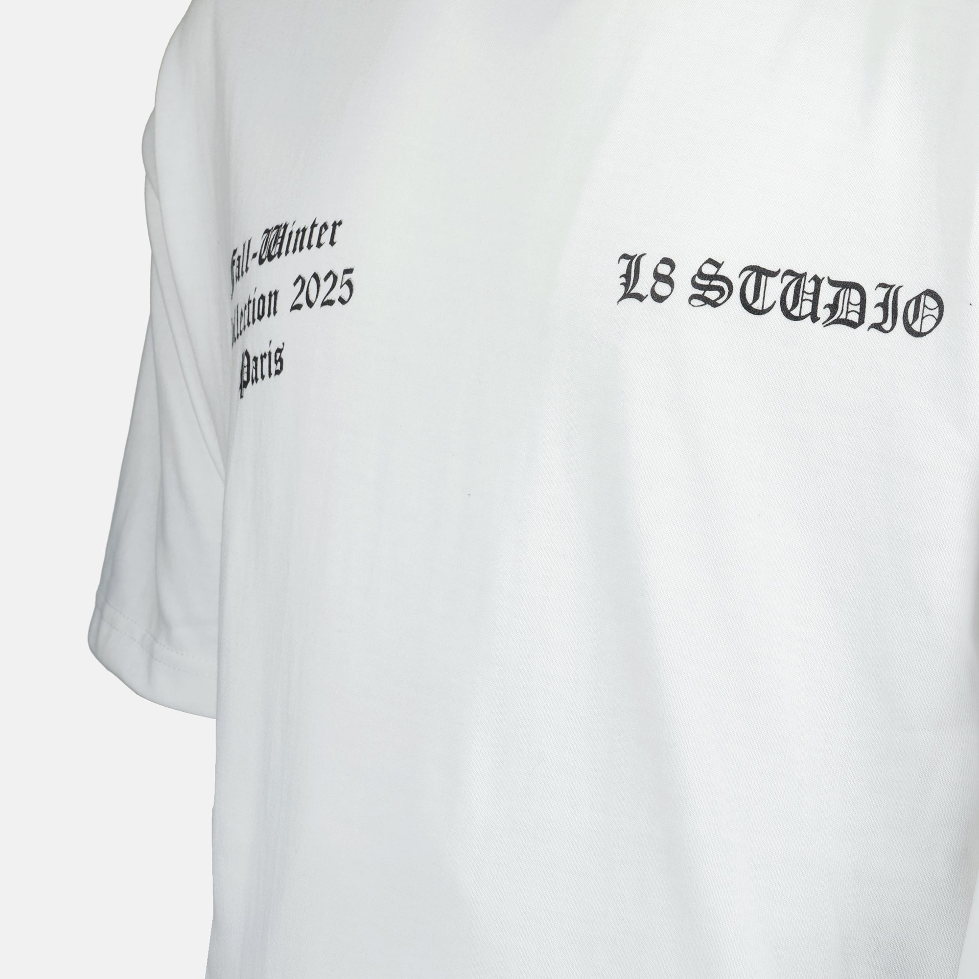 Image of White Passion du Christ T-shirt by L8 Studio for Men - Season Spring-Summer 2025 - Detail View 1