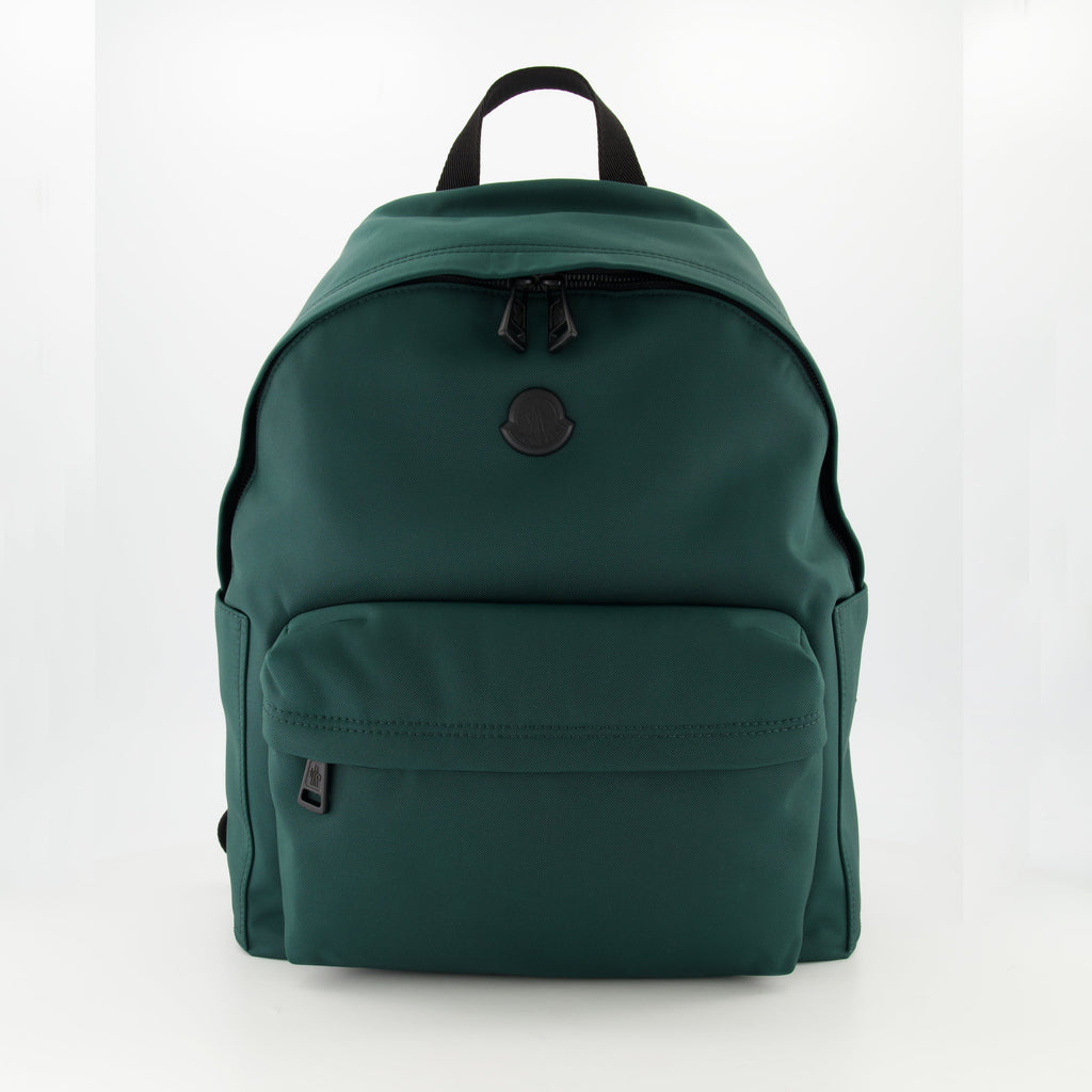 New Pierrick Backpack, Moncler backpack, green nylon backpack, adjustable straps backpack, zippered pockets backpack