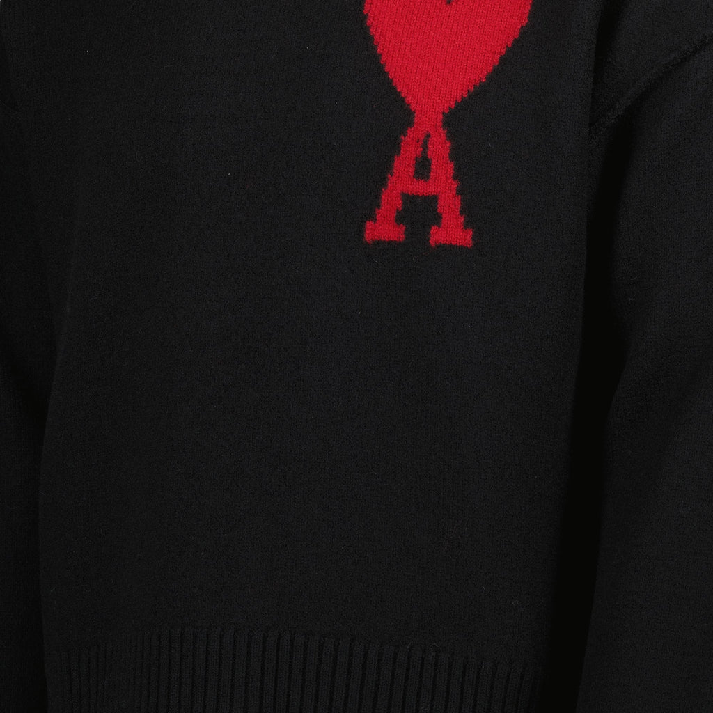 black sweater, Ami de Coeur, knitwear, wool sweater, unisex fashion