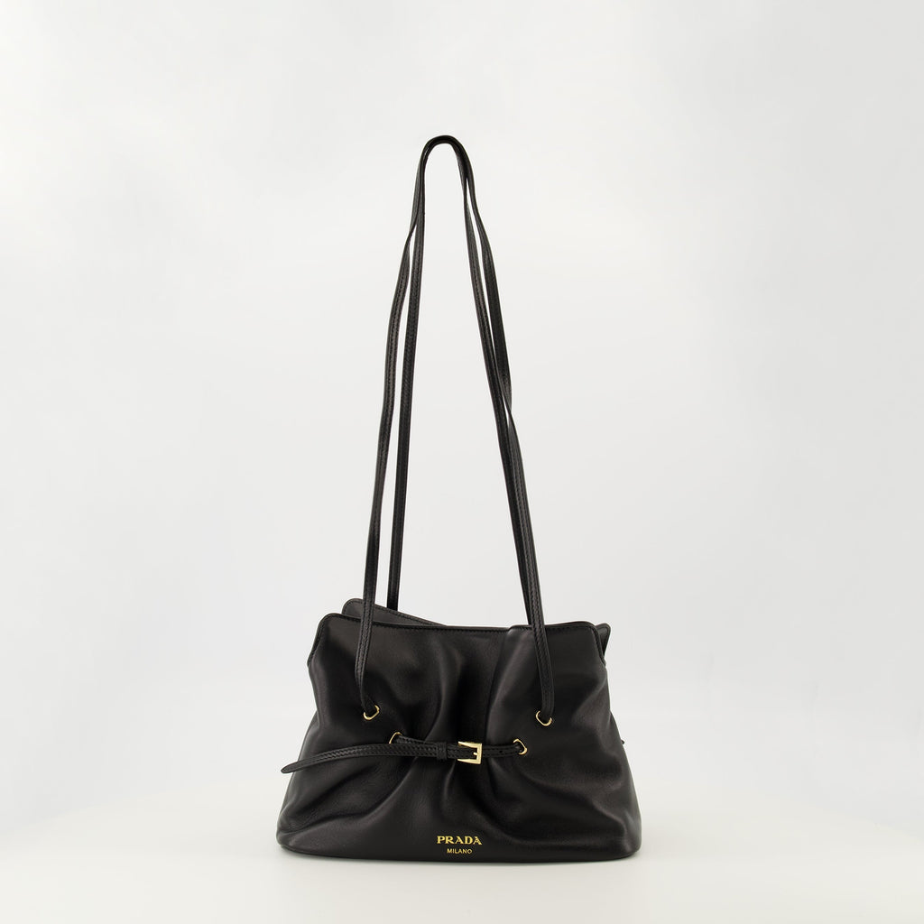 Prada bag, black leather purse, nappa leather handbag, designer accessories, luxury leather tote