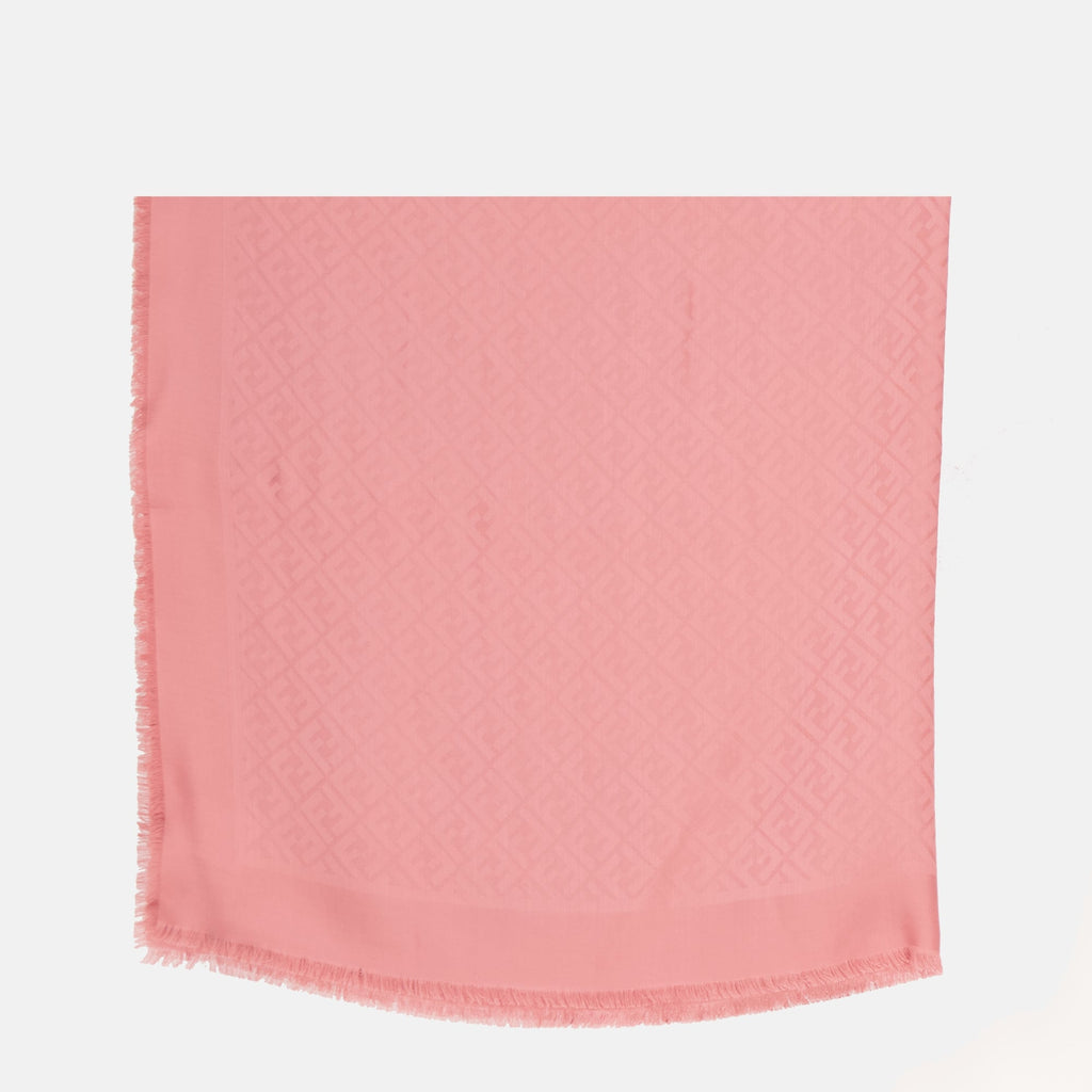 Fendi shawl, pink shawl, silk and wool shawl, FF print shawl, designer accessories