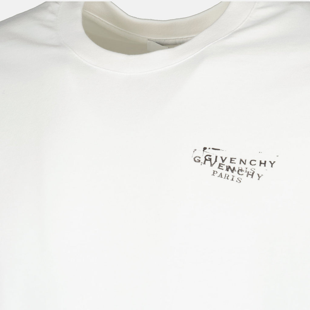 Givenchy t-shirt, white cotton t-shirt, logo printed t-shirt, Spring-Summer 2026, men's casual wear