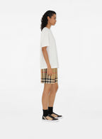 Image of Classic Checked Leather Sneakers by Burberry for Women - Season Spring-Summer 2024 - Front Right Three-Quarter View