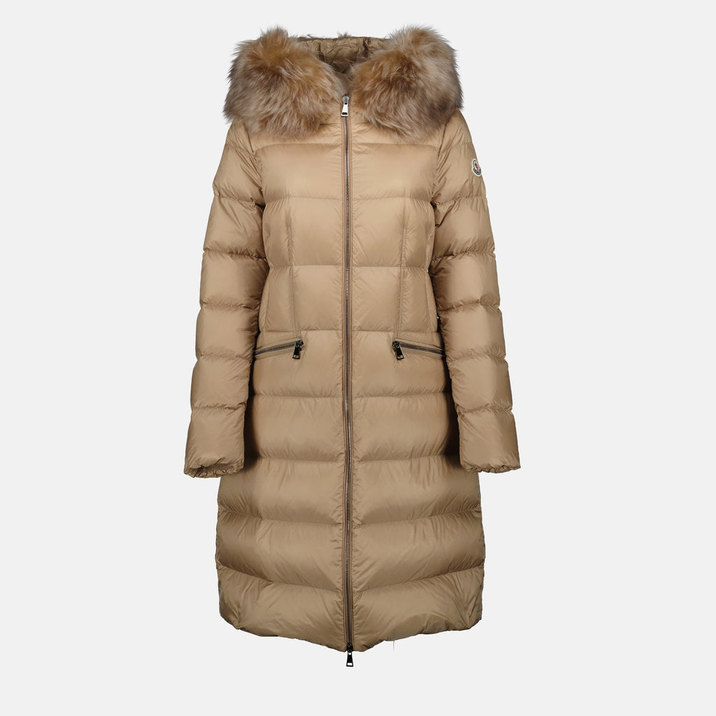 Moncler down jacket, long down coat, Autumn-Winter 2025, women's outerwear, brown jacket