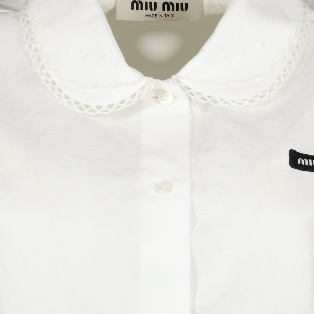 Immagine di camicia in popeline bianco di Miu Miu per donne - Stagione primavera-estate 2026 - Vista dettagli 2