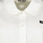 Bild des weißen Popeline-Hemds von Miu Miu für Frauen - Saison Frühjahr-Sommer 2026 - Produktdetailansicht 3