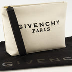 여성을 위한 Givenchy의 베이지 캔버스 파우치 이미지 - 2025 가을-겨울 시즌 - 세부 사항 보기 1