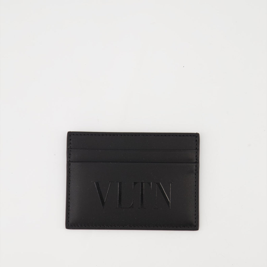Valentino Garavani, leather card holder, luxury accessories, black card holder, designer leather goods