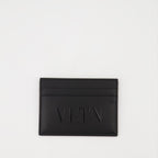 Valentino Garavani, leather card holder, luxury accessories, black card holder, designer leather goods