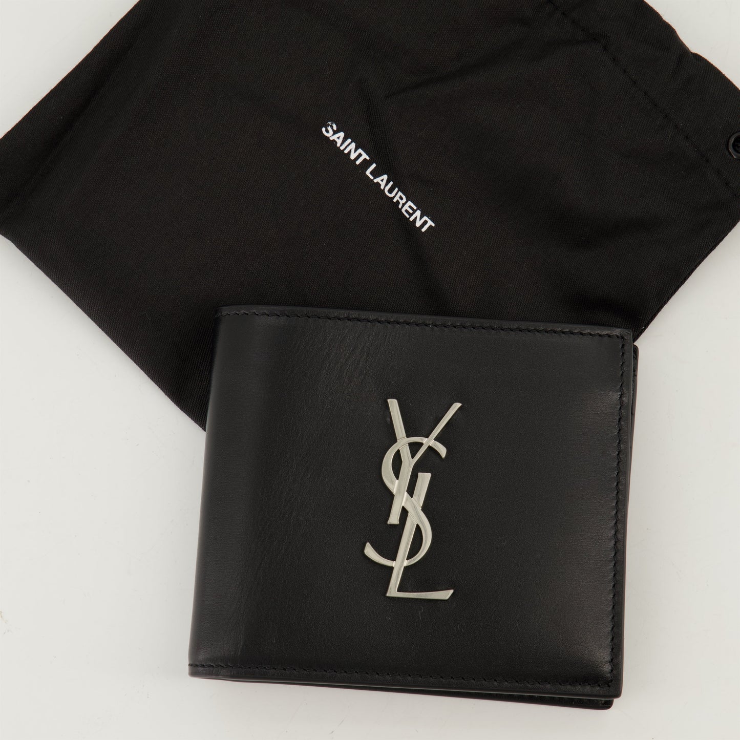 YSL wallet, black leather wallet, Cassandre logo wallet, card holder wallet, Saint Laurent wallet