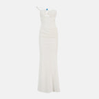 Christopher Esber dress, long white dress, sculpted bodice dress, elegant evening wear, Autumn-Winter collection